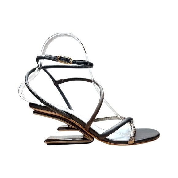 FENDI Fendi First Slide Sandals EU 37 US 7 F Shape Multicolor Wedge Heels Metal - Picture 9 of 15